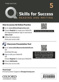 Q:Skills for Success 3rd Edition Reading and Writing Level 5 Teacher Resource Access Code Card