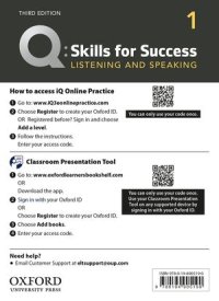 Q:Skills for Success 3rd Edition Listening and Speaking Level 1 Teacher Resource Access Code Card