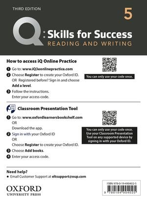 画像1: Q:Skills for Success 3rd Edition Reading and Writing Level 5 Teacher Resource Access Code Card