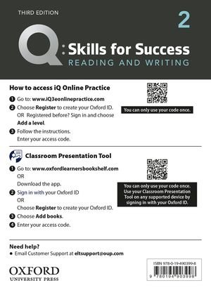 画像1: Q:Skills for Success 3rd Edition Reading and Writing Level 2 Teacher Resource Access Code Card
