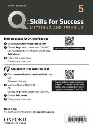 画像1: Q:Skills for Success 3rd Edition Listening and Speaking Level 5 Teacher Resource Access Code Card