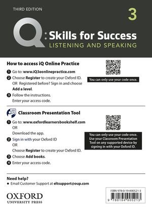 画像1: Q:Skills for Success 3rd Edition Listening and Speaking Level 3 Teacher Resource Access Code Card