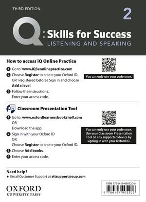 画像1: Q:Skills for Success 3rd Edition Listening and Speaking Level 2 Teacher Resource Access Code Card